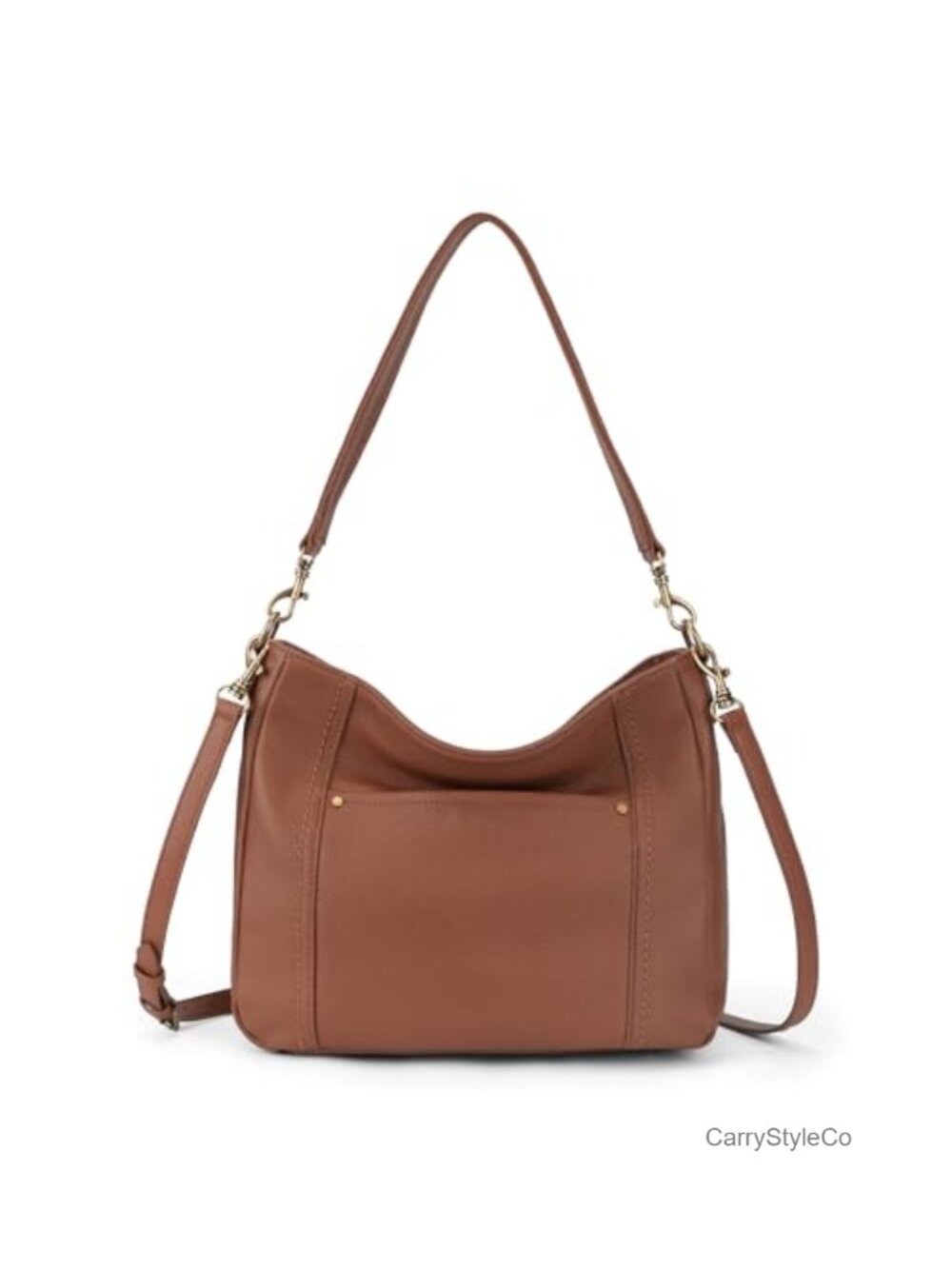 Genuine Leather Hobo Crossbody Bag with 2 Straps Medium Shoulder Purse